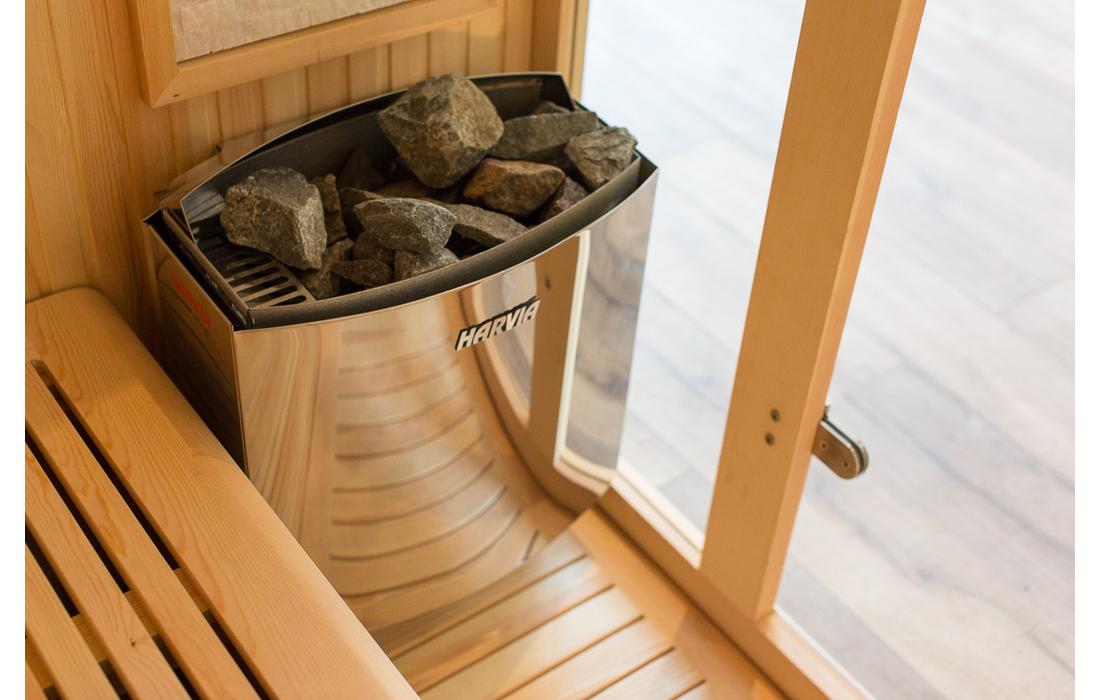 sauna finlandese chamonix stufa harvia
